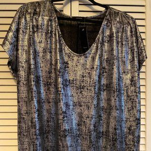 Women's Top in Silver & Black Banded Hem Dressy Evening Top Plus Size 3x